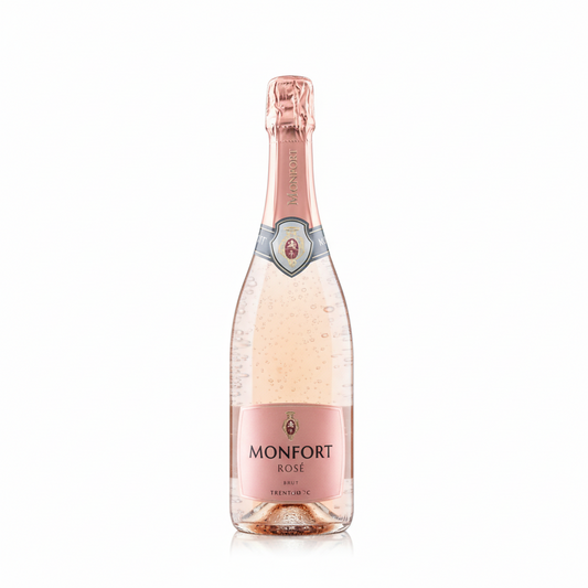 Monfort Rose champagne bottle on a white background